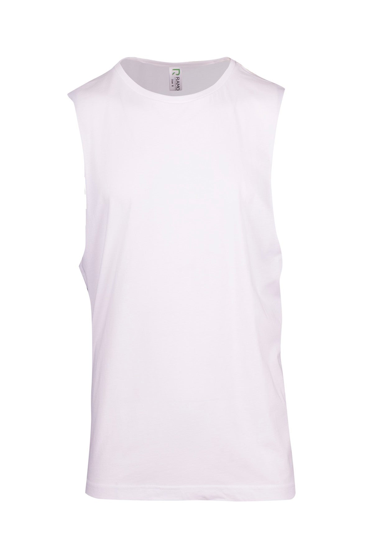 White personalised men’s singlet by Aj’s Infinity – ideal for custom printed logos, names, or vinyl designs for gym, sportswear, events, or branded merchandise