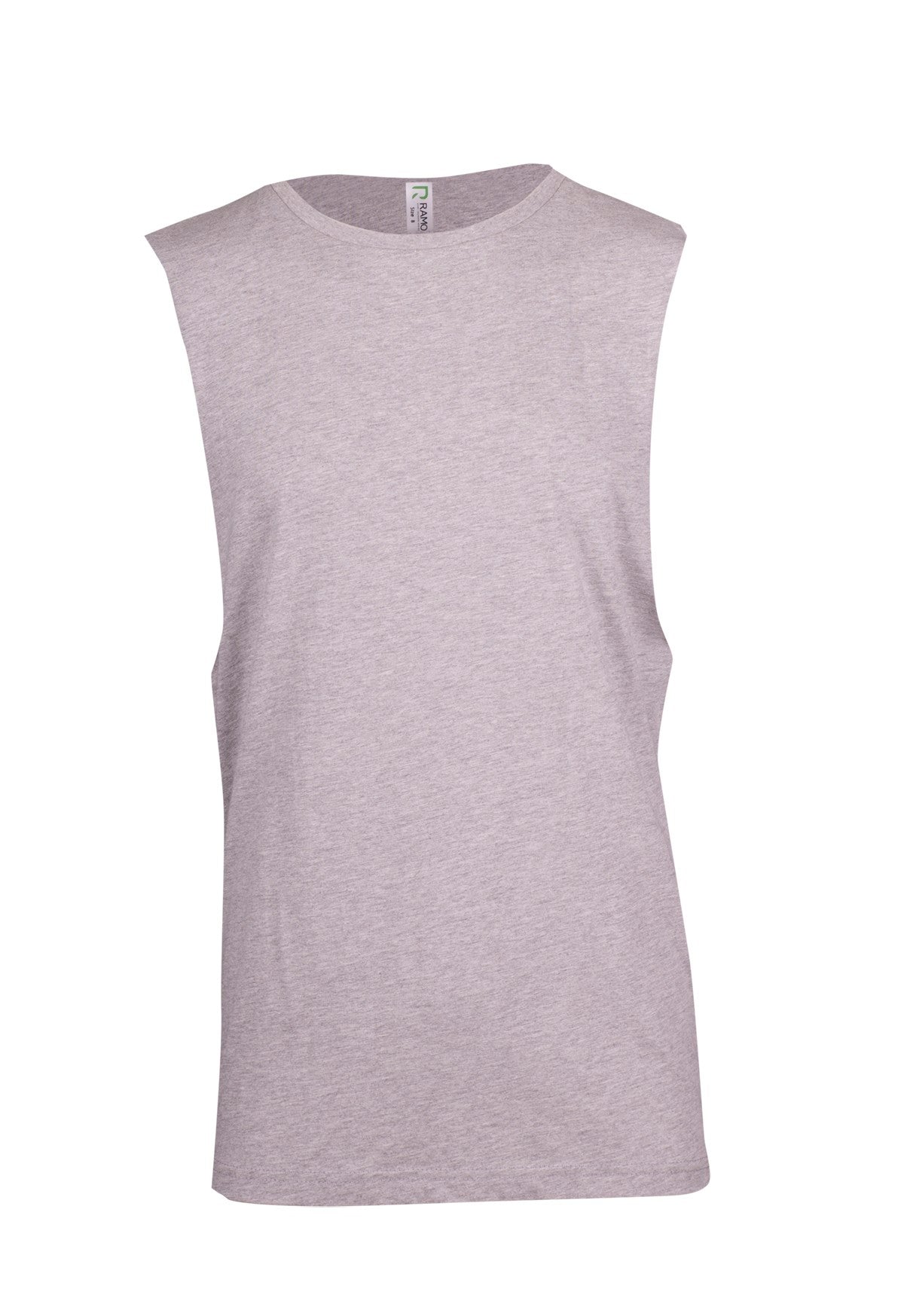 Light grey personalised men’s singlet from Aj’s Infinity – custom print-ready for logos, names, or vinyl artwork, perfect for gym wear, summer events, or activewear branding