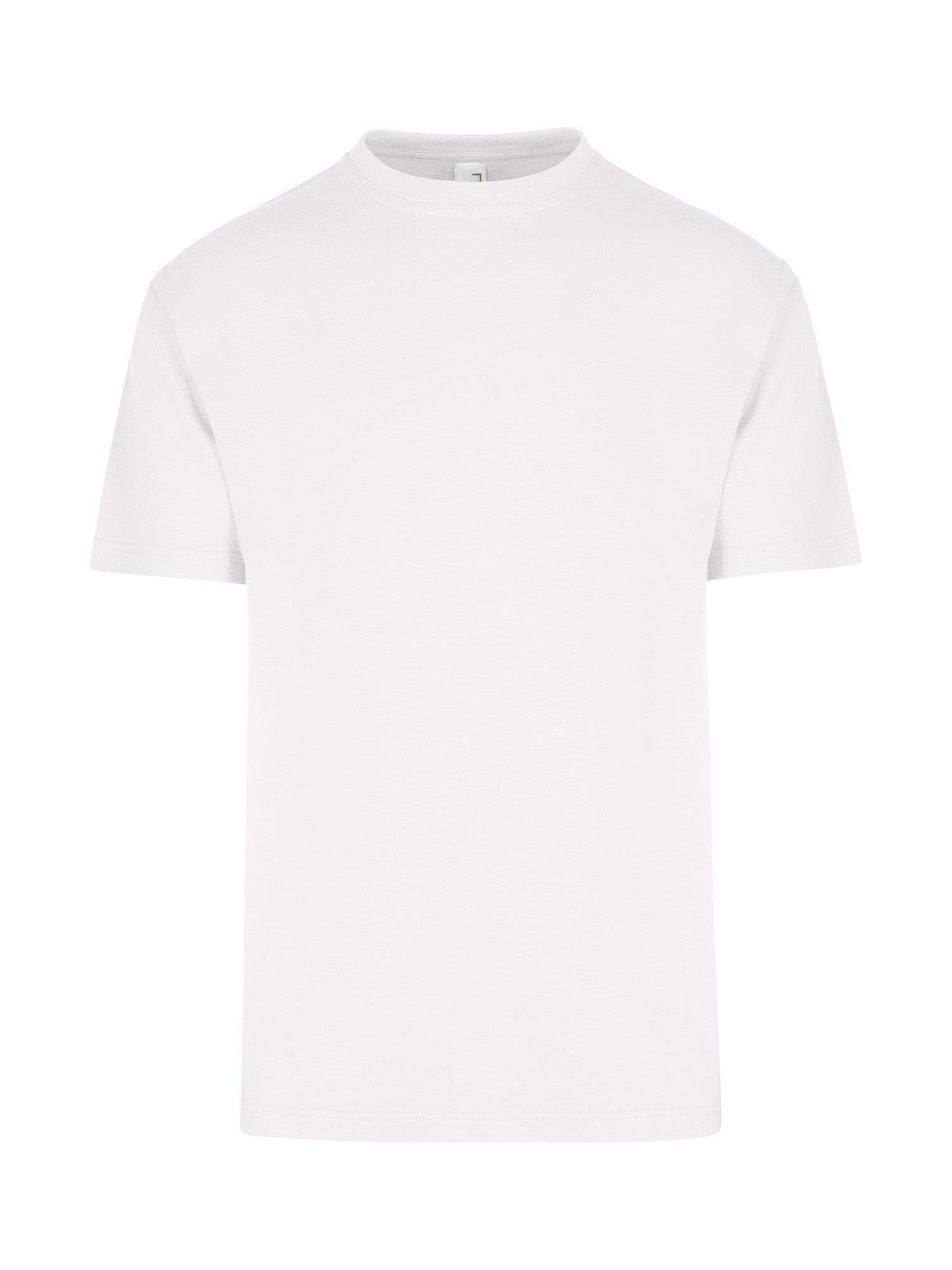White personalised men’s t-shirt available from Aj’s Infinity – fully customizable with logos, names, vinyl text or images for events, teams, or business branding